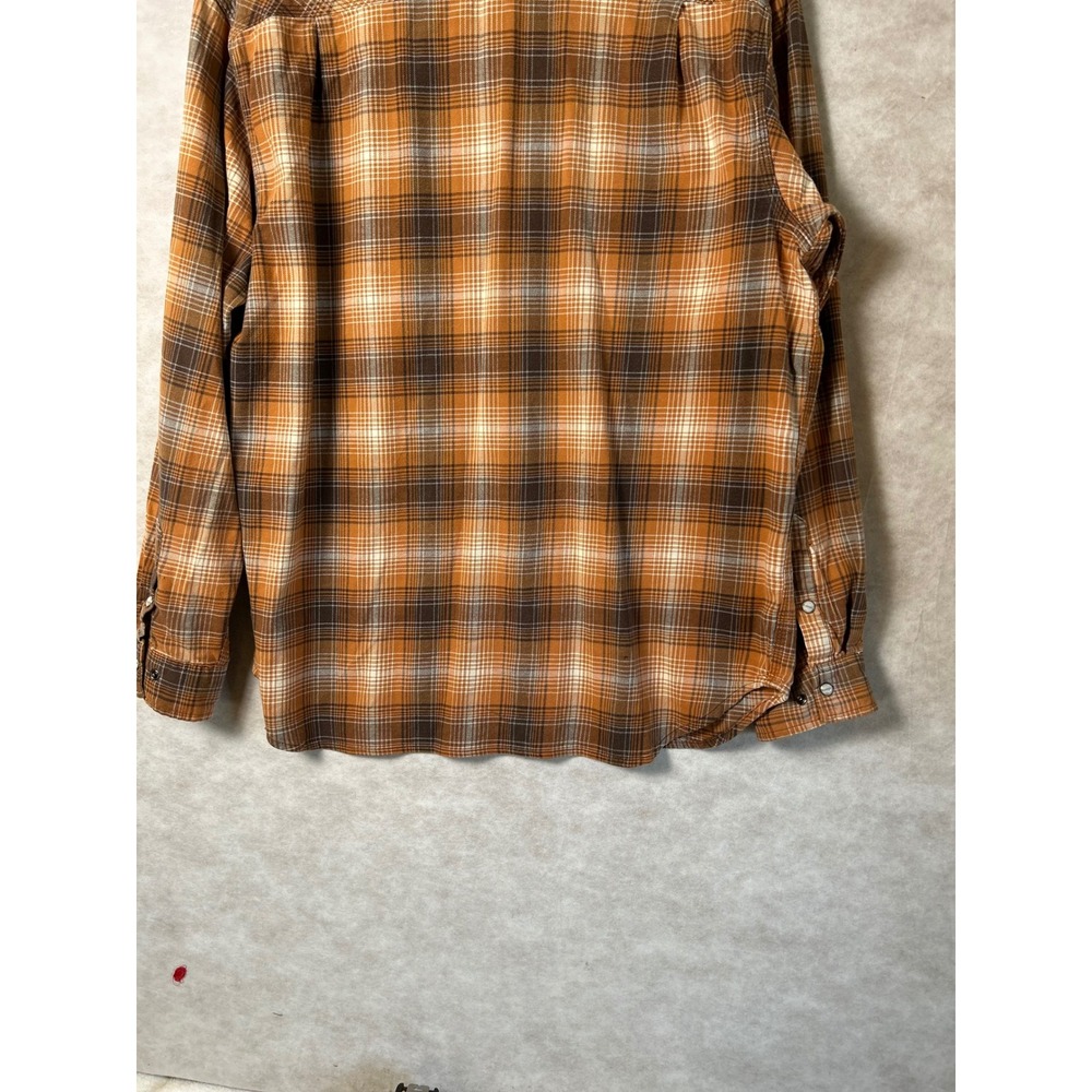 Carhartt Mens Shirt Orange Brown Plaid Relaxed Fit Long Sleeve‎ Workwear XL - Picture 9 of 9